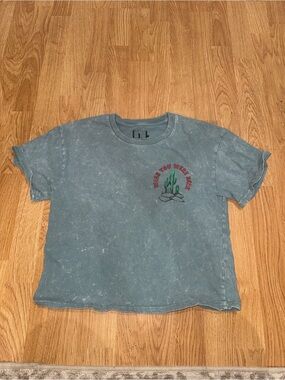 Kids' Washed Teal Short-Sleeve Tee with Cactus Graphic